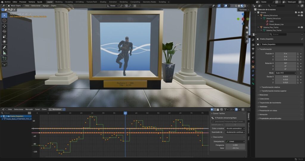 Curvas escalonadas en el editor de gráficos de Blender