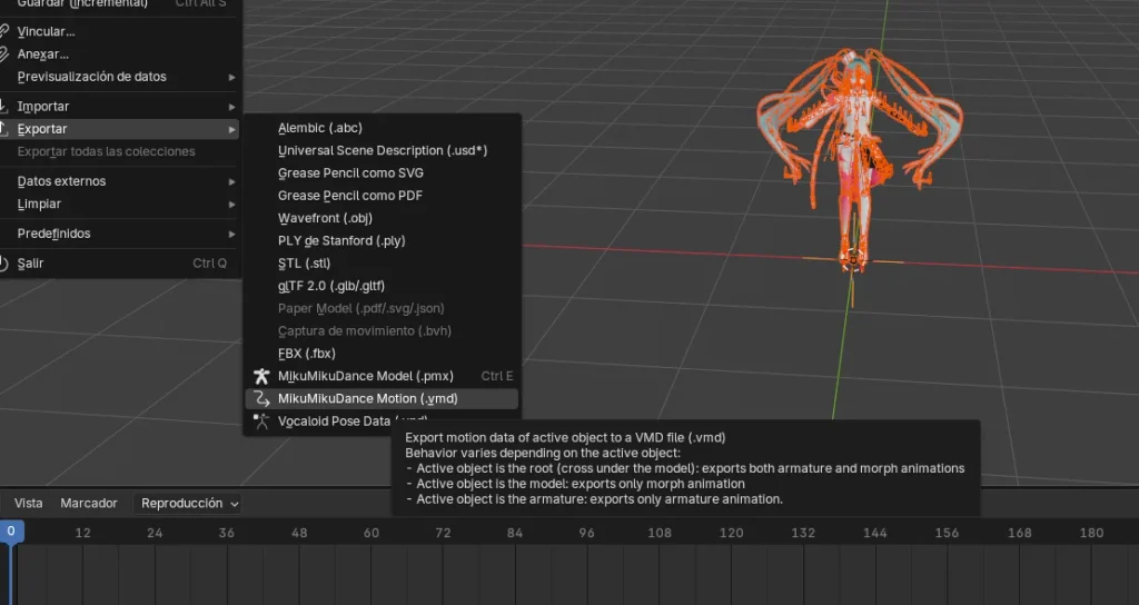 MMD en Blender: muestra de logro de importación con la herramienta extendida de Blender.